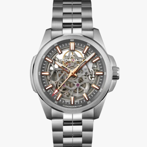 NORQAIN Independence Skeleton 42mm グレー スケルトン文字盤 ステンレススチールブレスレット N3000.07S02.G01.S01