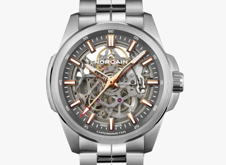 NORQAIN Independence Skeleton 42mm グレー スケルトン文字盤 ステンレススチールブレスレット N3000.07S02.G01.S01