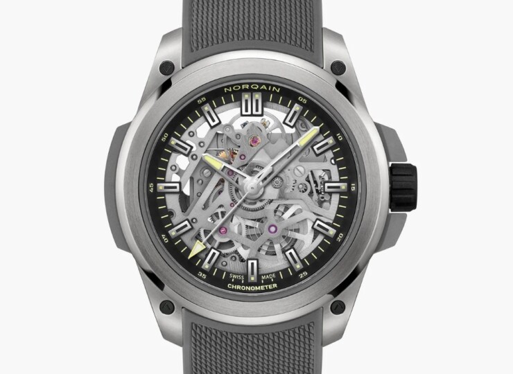 NORQAIN Wild ONE Skeleton Limited Edition 39mm ブラック スケルトン文字盤 グレーメッシュラバーストラップ フォールディングクラスプ（Ref.N3001.26T01.B01.R06） N3001.26T01.B01.R06