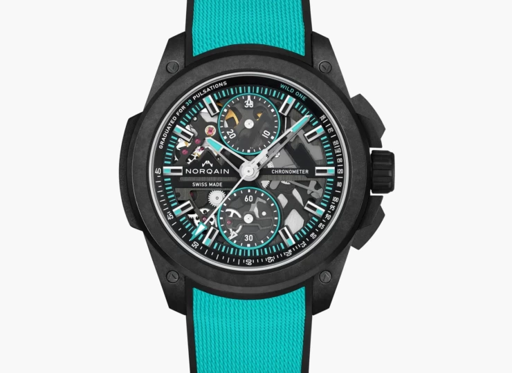 NORQAIN Wild ONE Skeleton Chrono 42mm ブラック スケルトン文字盤 ブラックメッシュラバーストラップ ピンバックル N3002.40Q01.B07.R01