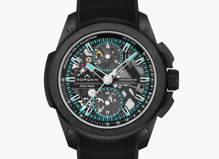NORQAIN Wild ONE Skeleton Chrono 42mm ブラック スケルトン文字盤 ブラックメッシュラバーストラップ フォールディングクラスプ N3002.40Q01.B07.R02