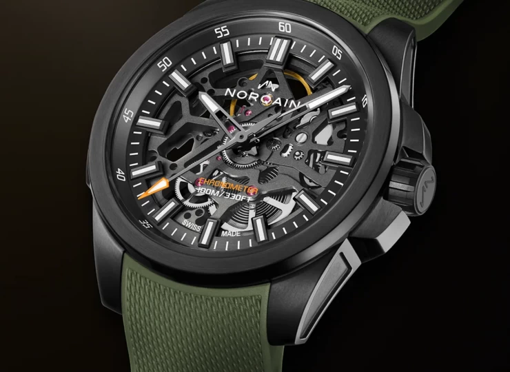 NORQAIN Independence Skeleton 40mm アンスラサイト スケルトン文字盤 ブラックメッシュラバーストラップ ピンバックル N3008.07B01.G01.R02