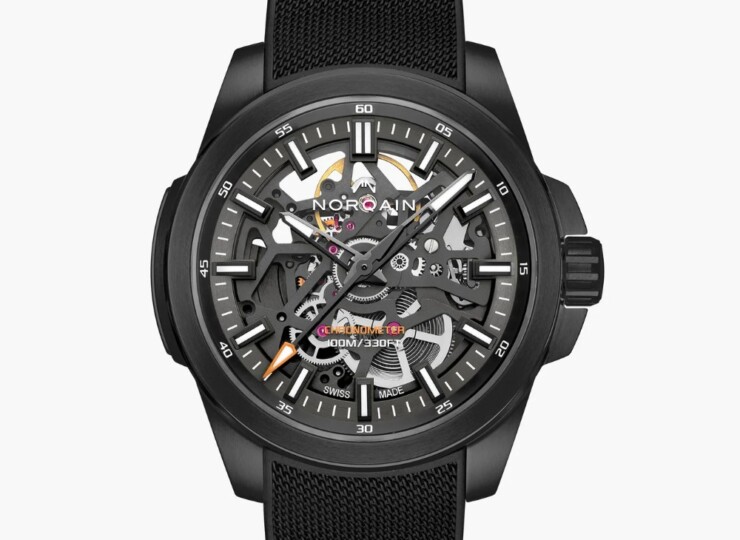 NORQAIN Independence Skeleton 40mm アンスラサイト スケルトン文字盤 ブラックメッシュラバーストラップ フォールディングクラスプ N3008.07B01.G01.R04