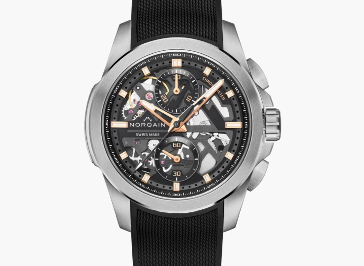 NORQAIN Independence Skeleton Chrono 42mm ブラック スケルトン文字盤 ステンレススチールブレスレット N3200.40S01.B01.S01
