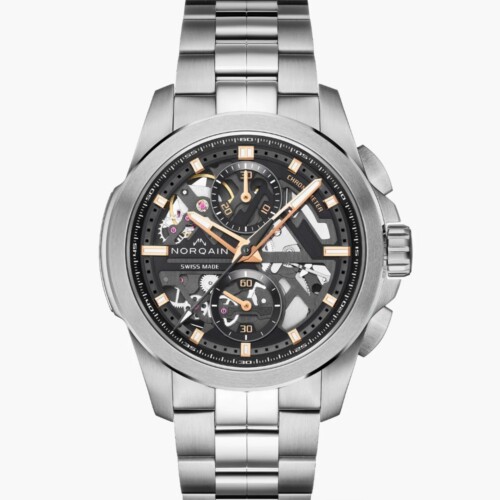 NORQAIN Independence Skeleton Chrono 42mm ブラック スケルトン文字盤 ステンレススチールブレスレット N3200.40S01.B01.S01