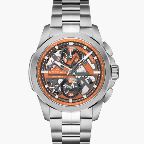 Independence Skeleton Chrono 42mm オレンジ スケルトン文字盤 ステンレススチールブレスレット
