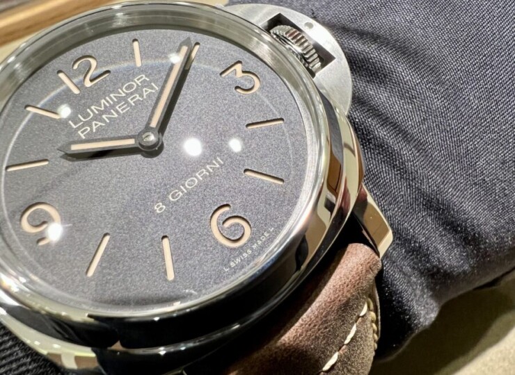 PANERAI ルミノール 8 ジョルニ 44mm スティール ブラック文字盤 ダークブラウン・カーフ・ストラップ PAM00914
