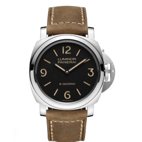 PANERAI ルミノール 8 ジョルニ 44mm スティール ブラック文字盤 ダークブラウン・カーフ・ストラップ PAM00914