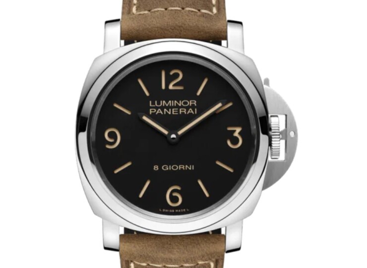 PANERAI ルミノール 8 ジョルニ 44mm スティール ブラック文字盤 ダークブラウン・カーフ・ストラップ PAM00914