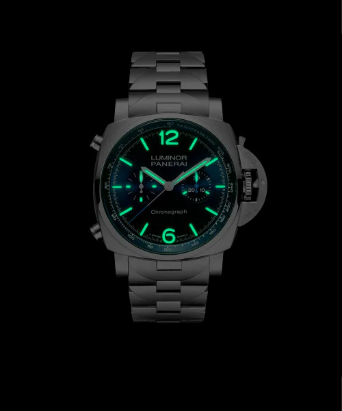 PANERAI ルミノール クロノ 44mm スティール ブルー文字盤 PAM01110