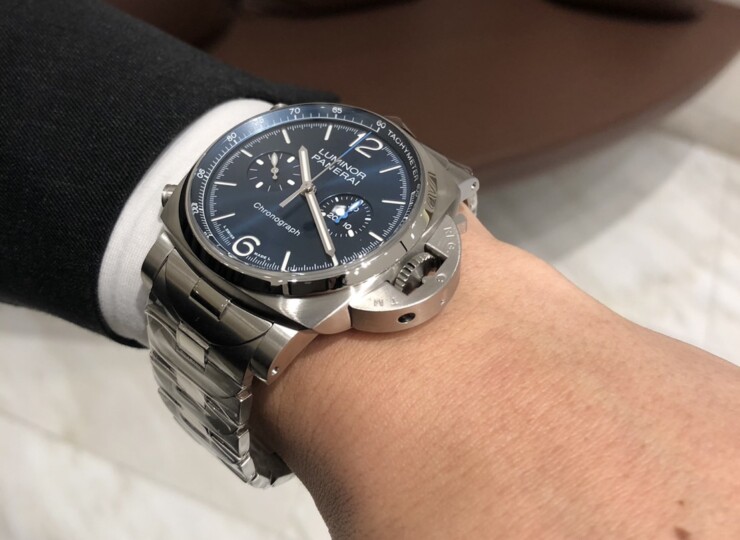 PANERAI ルミノール クロノ 44mm スティール ブルー文字盤 PAM01110