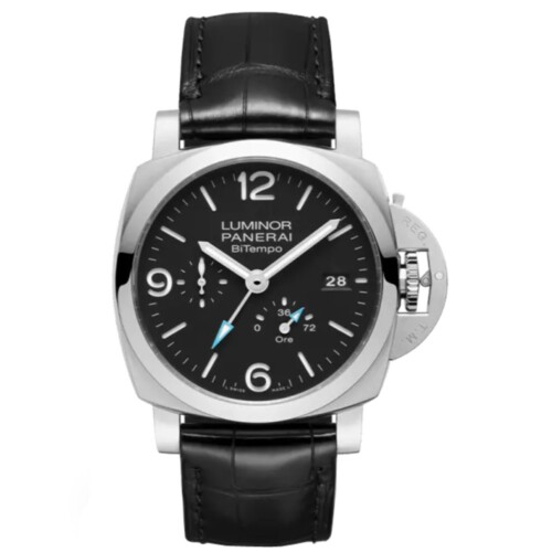 ルミノール パワーリザーブ GMT 44mm スティール ブラック文字盤