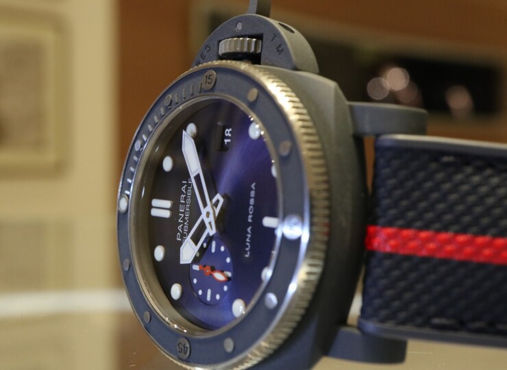 PANERAI サブマーシブル ルナ・ロッサ 44mm Ti-セラミテック™ ブルー文字盤 PAM01466