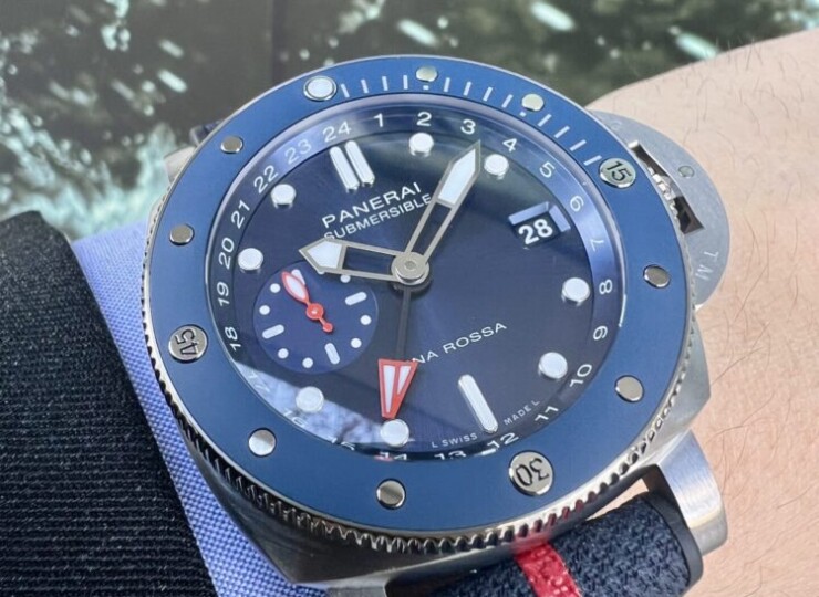 PANERAI サブマーシブル GMT ルナ・ロッサ チタニオ 42mm チタン ブルー文字盤 PAM01507