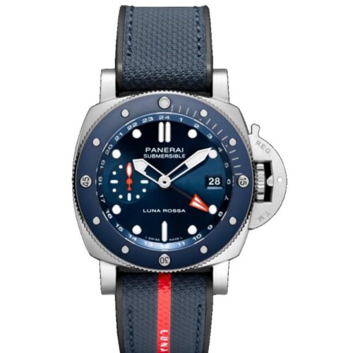 サブマーシブル GMT ルナ・ロッサ チタニオ 42mm チタン ブルー文字盤