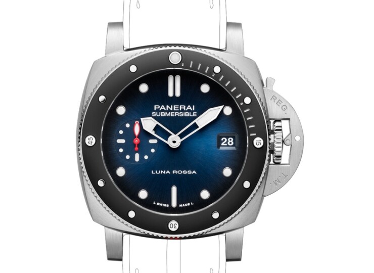 PANERAI サブマーシブル ルナ・ロッサ 42mm スティール ブルー文字盤 PAM01565
