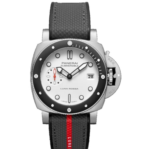 サブマーシブル ルナ・ロッサ 42mm スティール ホワイト文字盤