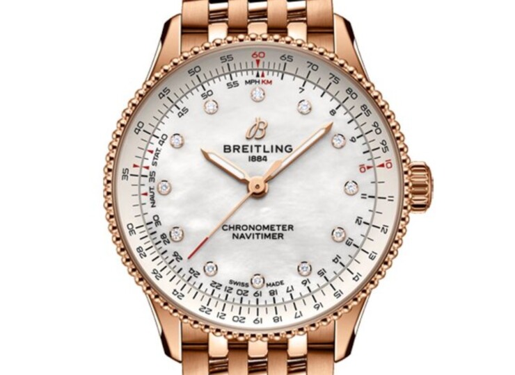 BREITLING ナビタイマー オートマチック 36 マザーオブパール文字盤 18Kレッドゴールド R17327211A1R1
