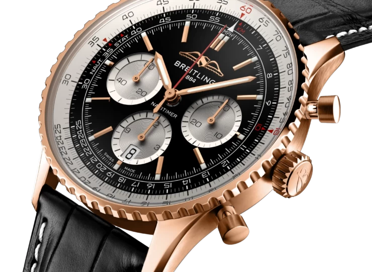 BREITLING ナビタイマー B01 クロノグラフ 43 ブラック文字盤 レザーストラップ RB0138211B1P1