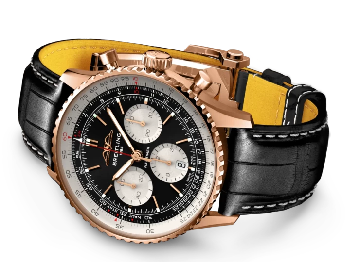 BREITLING ナビタイマー B01 クロノグラフ 43 ブラック文字盤 レザーストラップ RB0138211B1P1