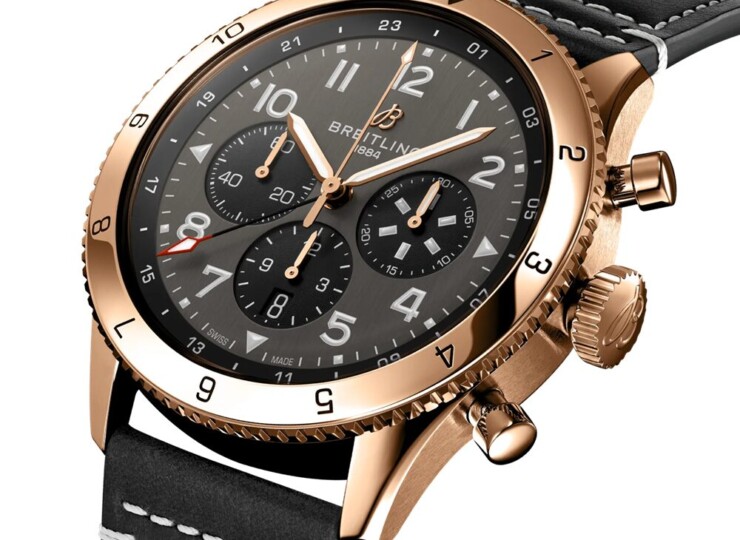 BREITLING スーパー アヴィ B04 クロノグラフ GMT 46 P-51 マスタング ブラック文字盤 18Kレッドゴールド RB04451A1B1X1