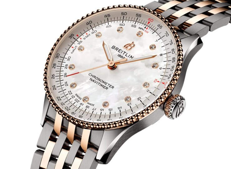 BREITLING ナビタイマー オートマチック 36 マザーオブパール文字盤 ステンレススティール & 18Kレッドゴールド U17327211A1U1
