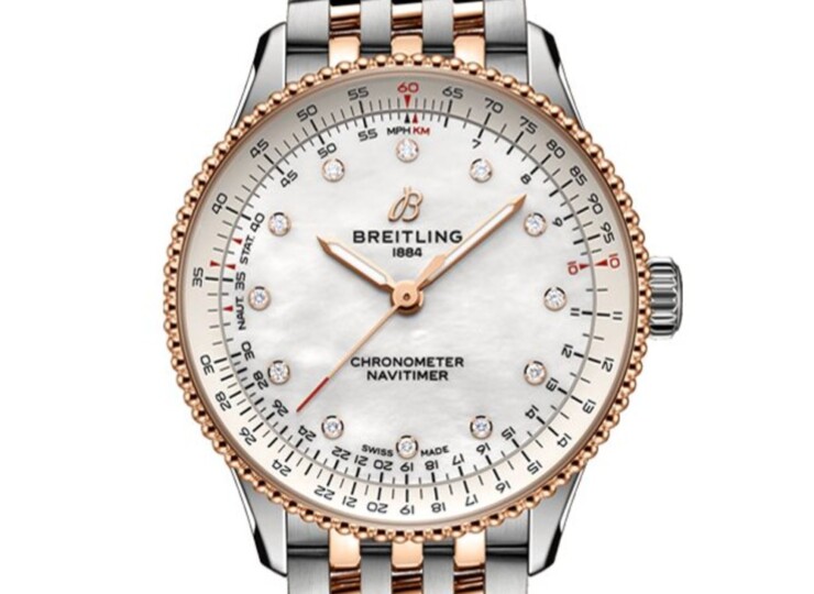 BREITLING ナビタイマー オートマチック 36 マザーオブパール文字盤 ステンレススティール & 18Kレッドゴールド U17327211A1U1