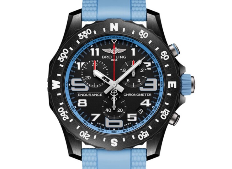 BREITLING エンデュランス プロ 44 ブラック文字盤 ブルー・ラバー・ストラップ X82310281B1S2