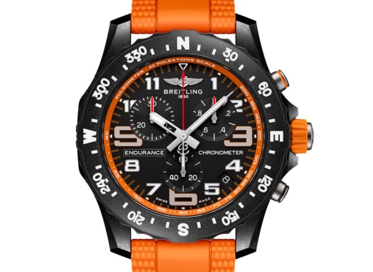 BREITLING エンデュランス プロ 44 ブラック文字盤 オレンジ・ラバー・ストラップ X82310A51B1S2