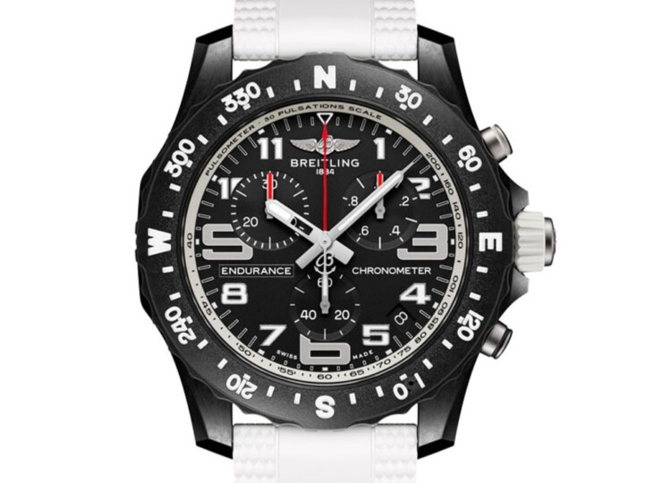 BREITLING エンデュランス プロ 44 ブラック文字盤 ホワイト・ラバー・ストラップ X82310A71B1S2